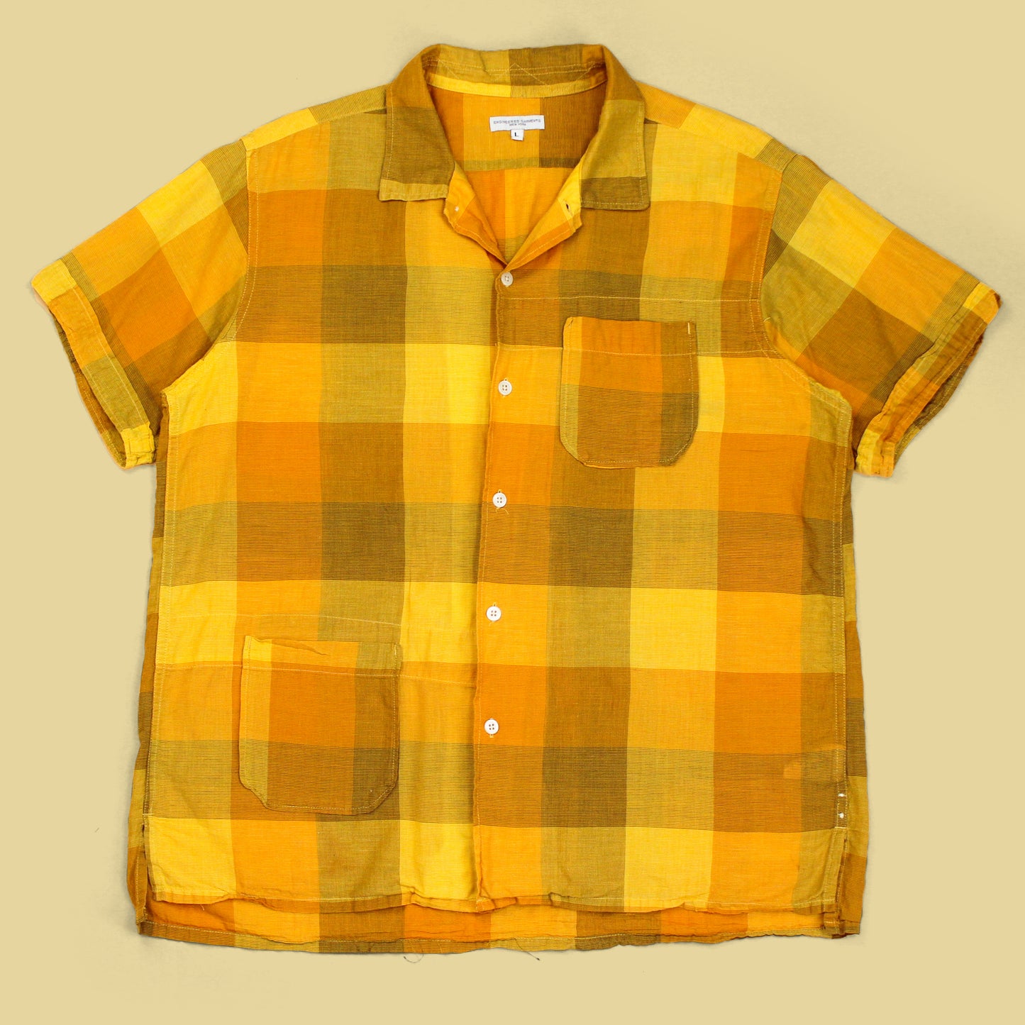 Engineered Garments Check Cotton Linen Camp Shirt