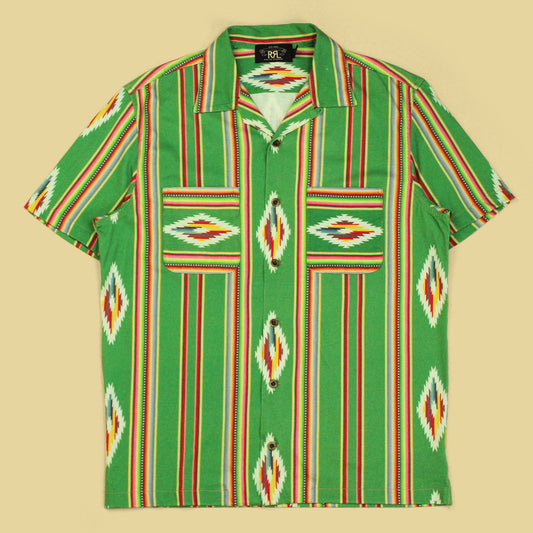 RRL Southwestern Stripe Print Cotton Jersey Camp Shirt