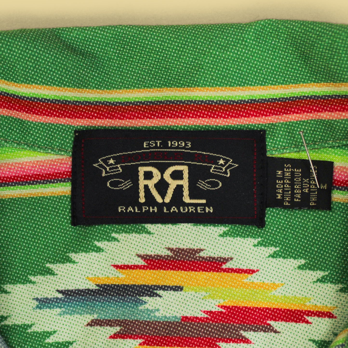 RRL Southwestern Stripe Print Cotton Jersey Camp Shirt