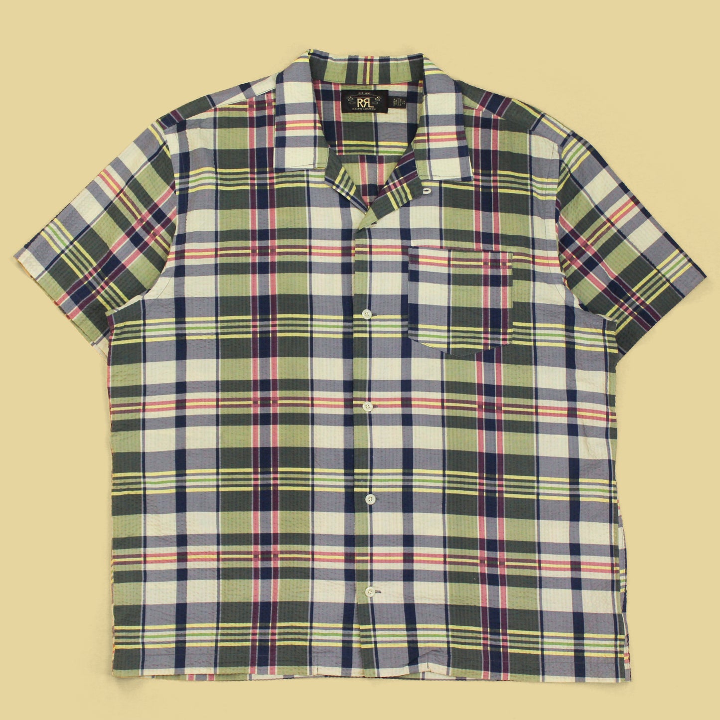 RRL Plaid Seersucker Camp Shirt