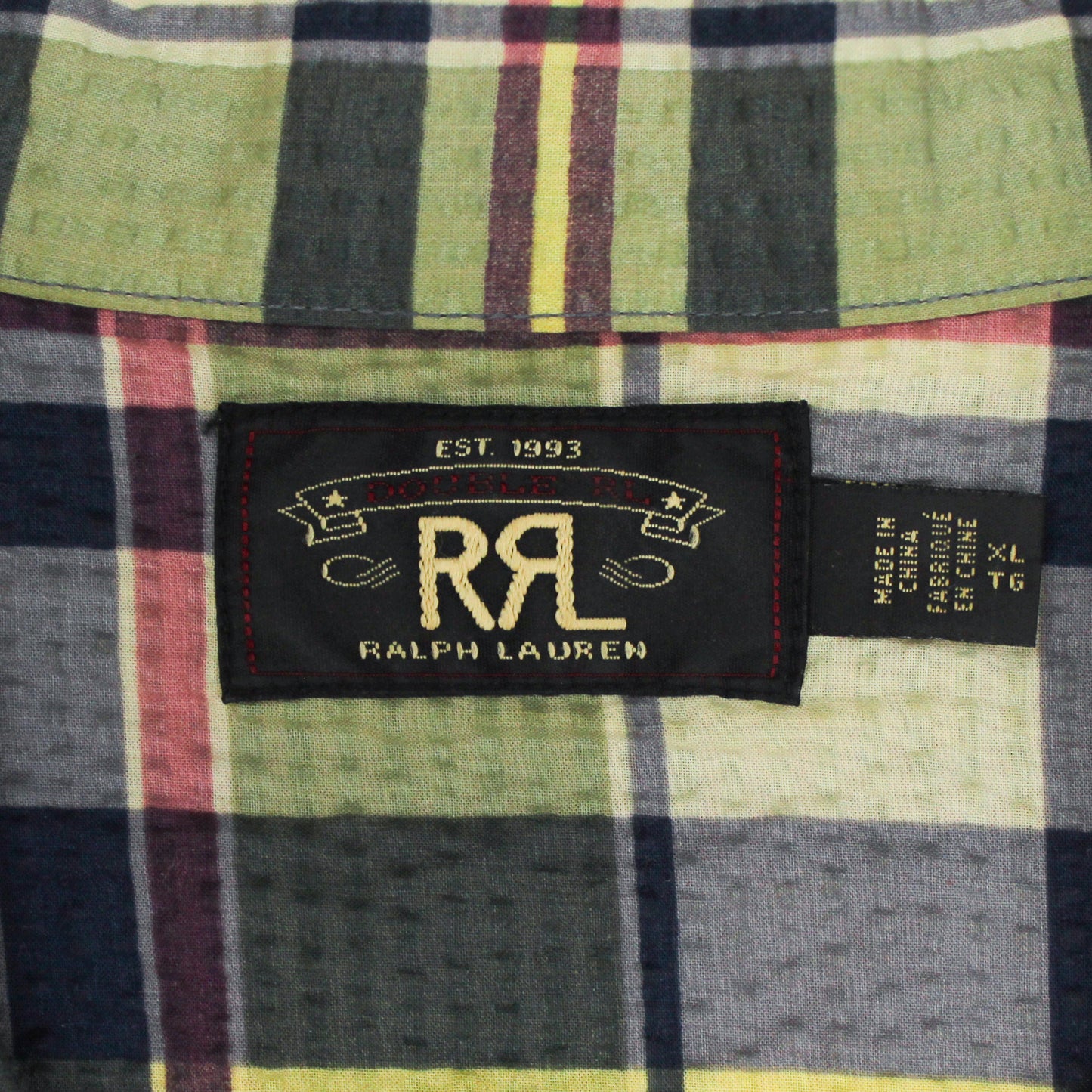 RRL Plaid Seersucker Camp Shirt