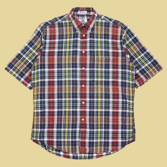 J. Press Madras Short Sleeve Button-Down Shirt