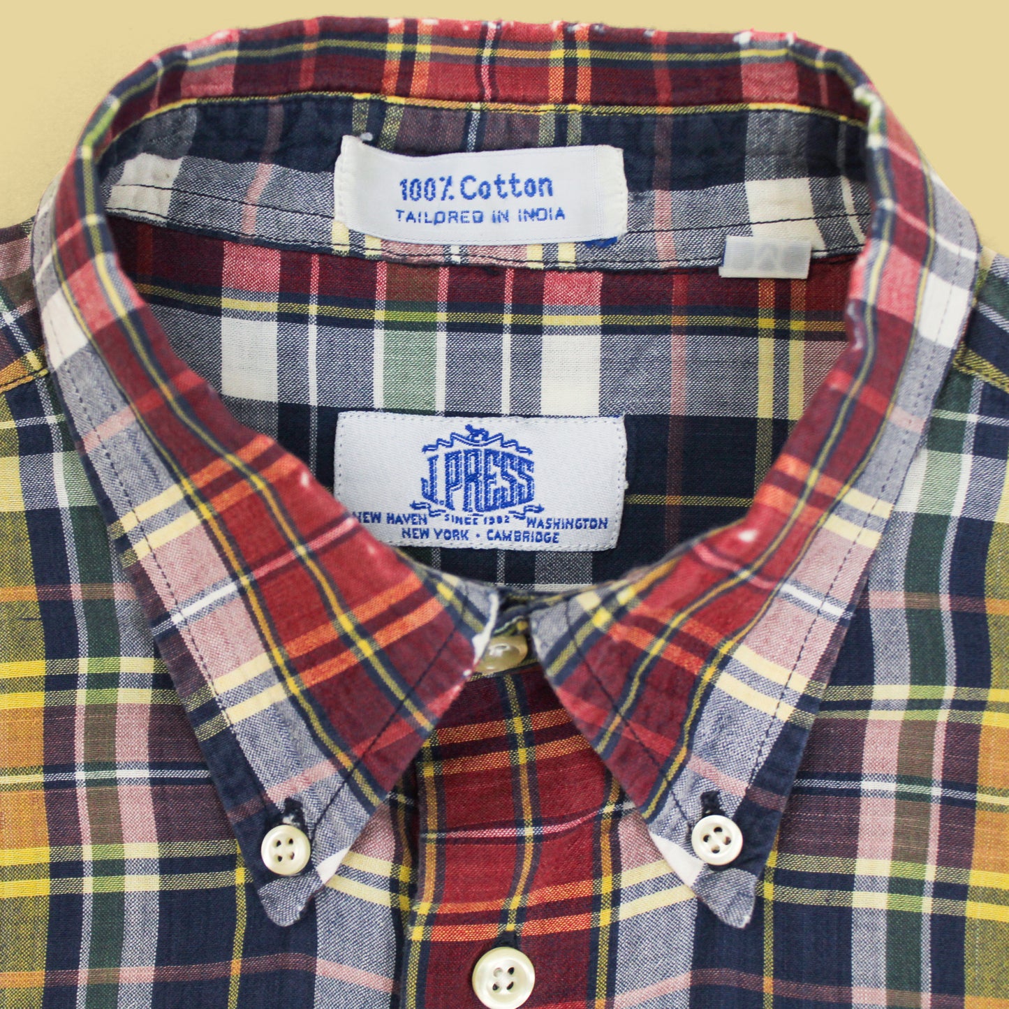 J. Press Madras Short Sleeve Button-Down Shirt