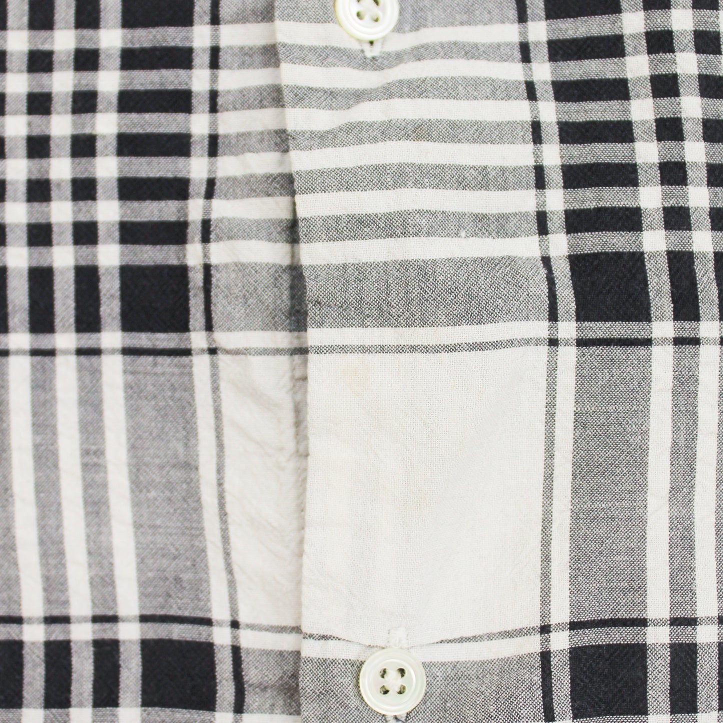 Camoshita Plaid Cotton Linen Blend Band Collar Shirt