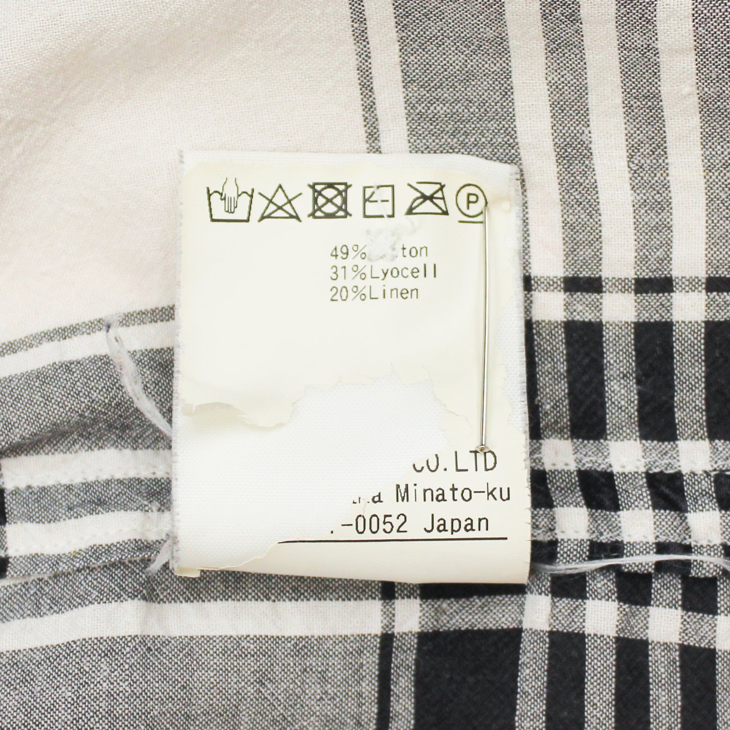 Camoshita Plaid Cotton Linen Blend Band Collar Shirt