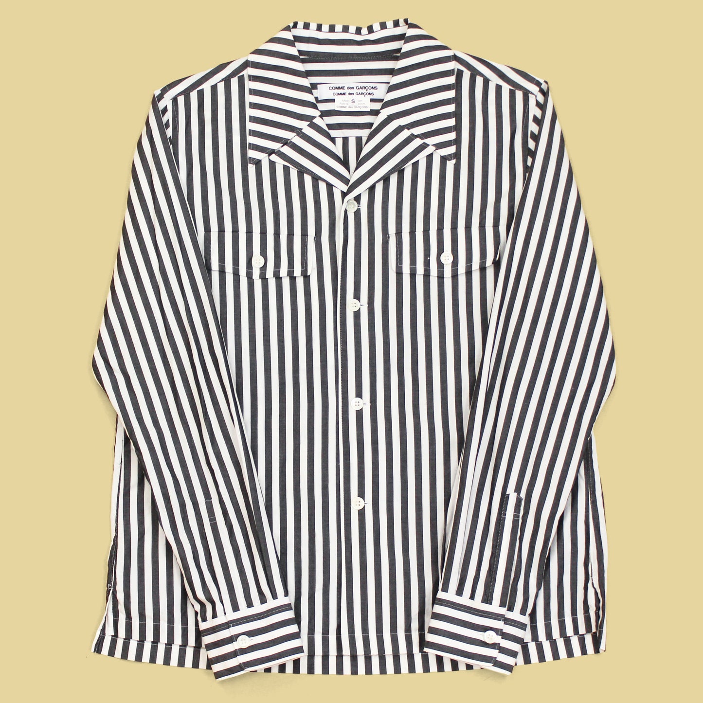 Comme des Garçons Striped Cotton Ulster Collar Shirt