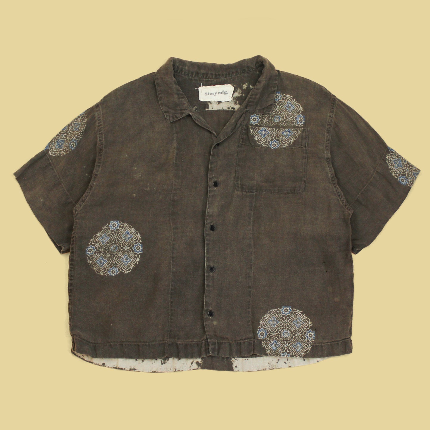 Story Mfg. Iron Space Print Linen Greetings Shirt
