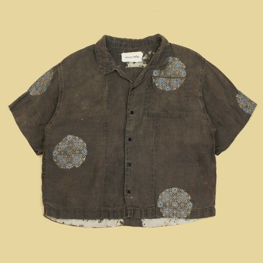 Story Mfg. Iron Space Print Linen Greetings Shirt
