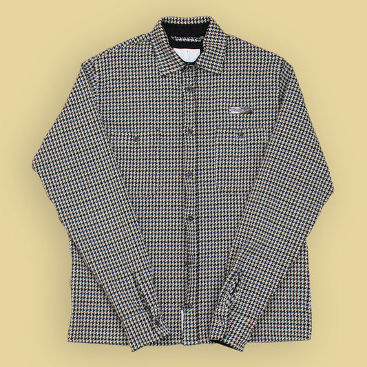 4SDesigns Textured Weave Houndstooth Check Button-Up Shirt