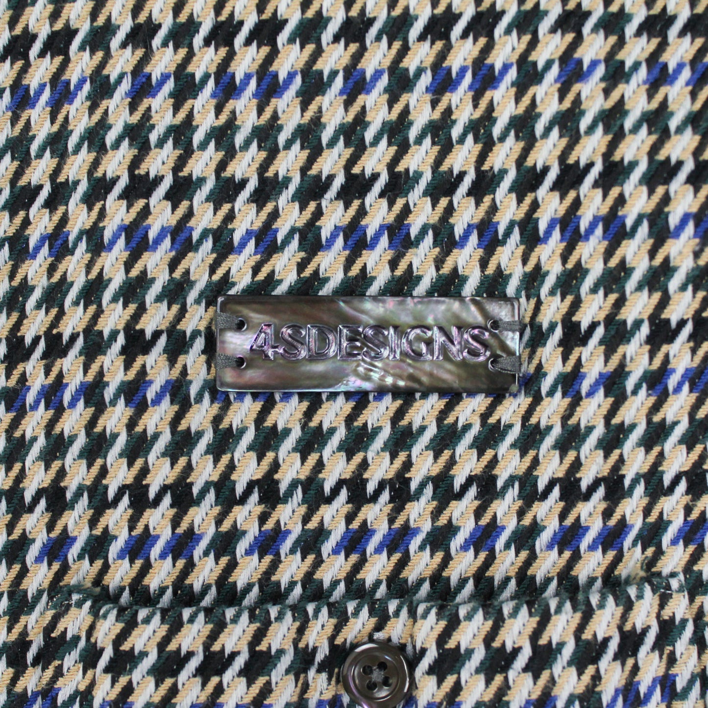 4SDesigns Textured Weave Houndstooth Check Button-Up Shirt