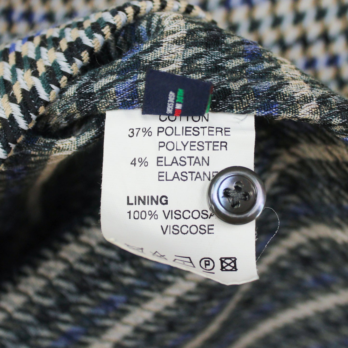 4SDesigns Textured Weave Houndstooth Check Button-Up Shirt