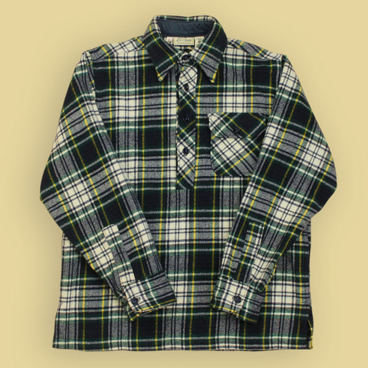 L.L. Bean Tartan Plaid Wool Blend Flannel Popover Shirt