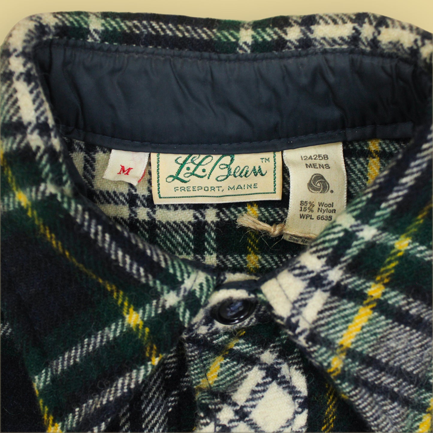 L.L. Bean Tartan Plaid Wool Blend Flannel Popover Shirt