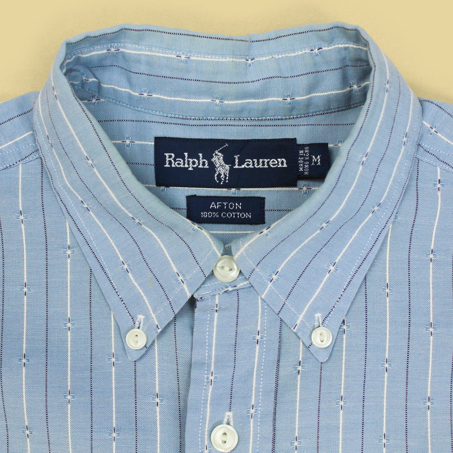 Polo Ralph Lauren Dobby Stripe Cotton Button-Down Popover Afton Shirt