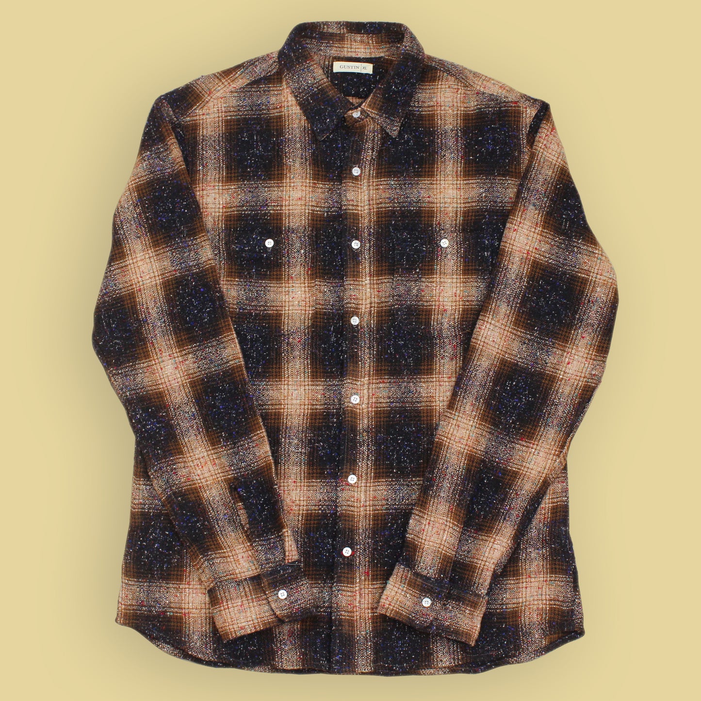 Gustin Rainbow Nep Plaid Wool Silk Flannel Work Shirt