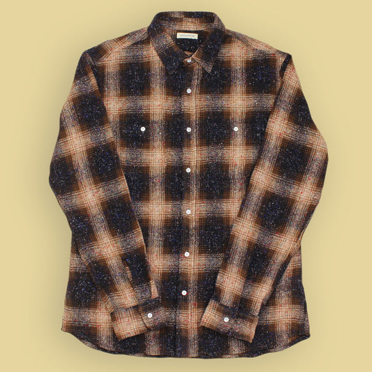 Gustin Rainbow Nep Plaid Wool Silk Flannel Work Shirt