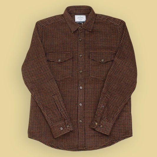 Portuguese Flannel Houndstooth Check Wool Blend Flannel Shirt Jacket