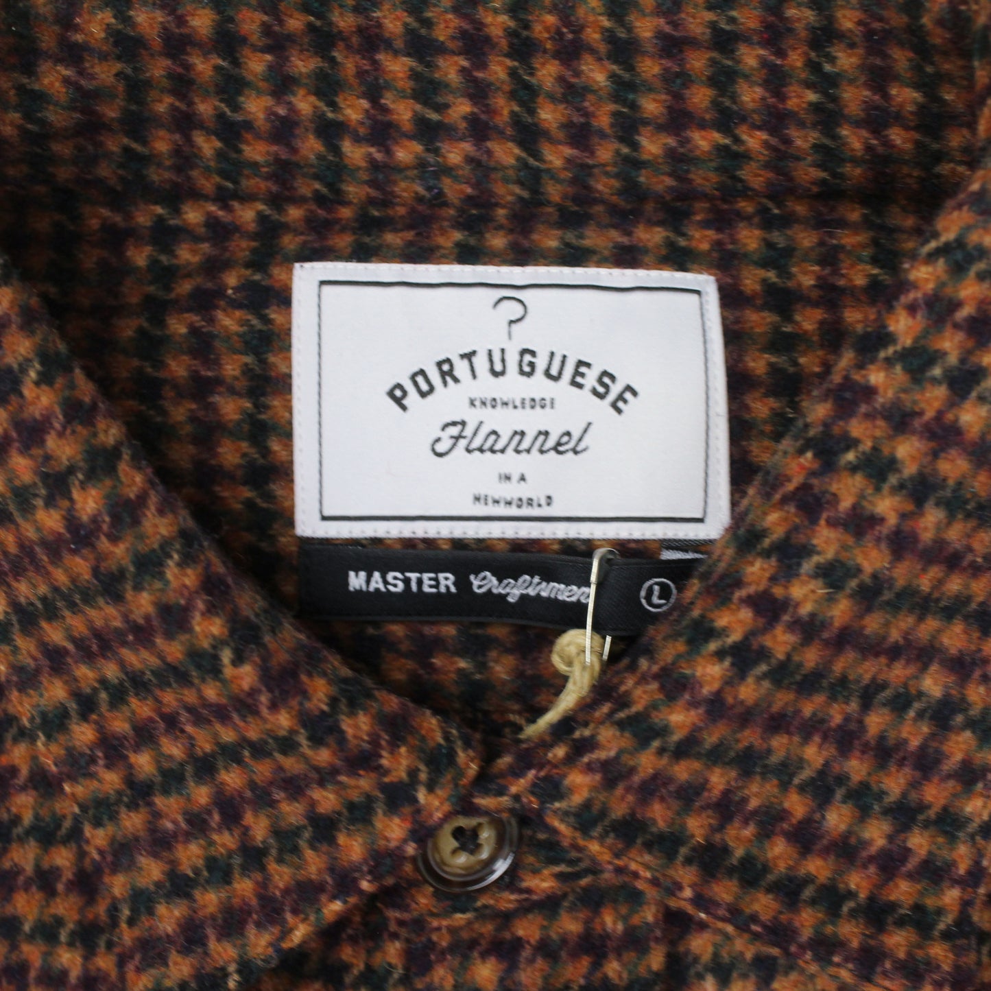 Portuguese Flannel Houndstooth Check Wool Blend Flannel Shirt Jacket