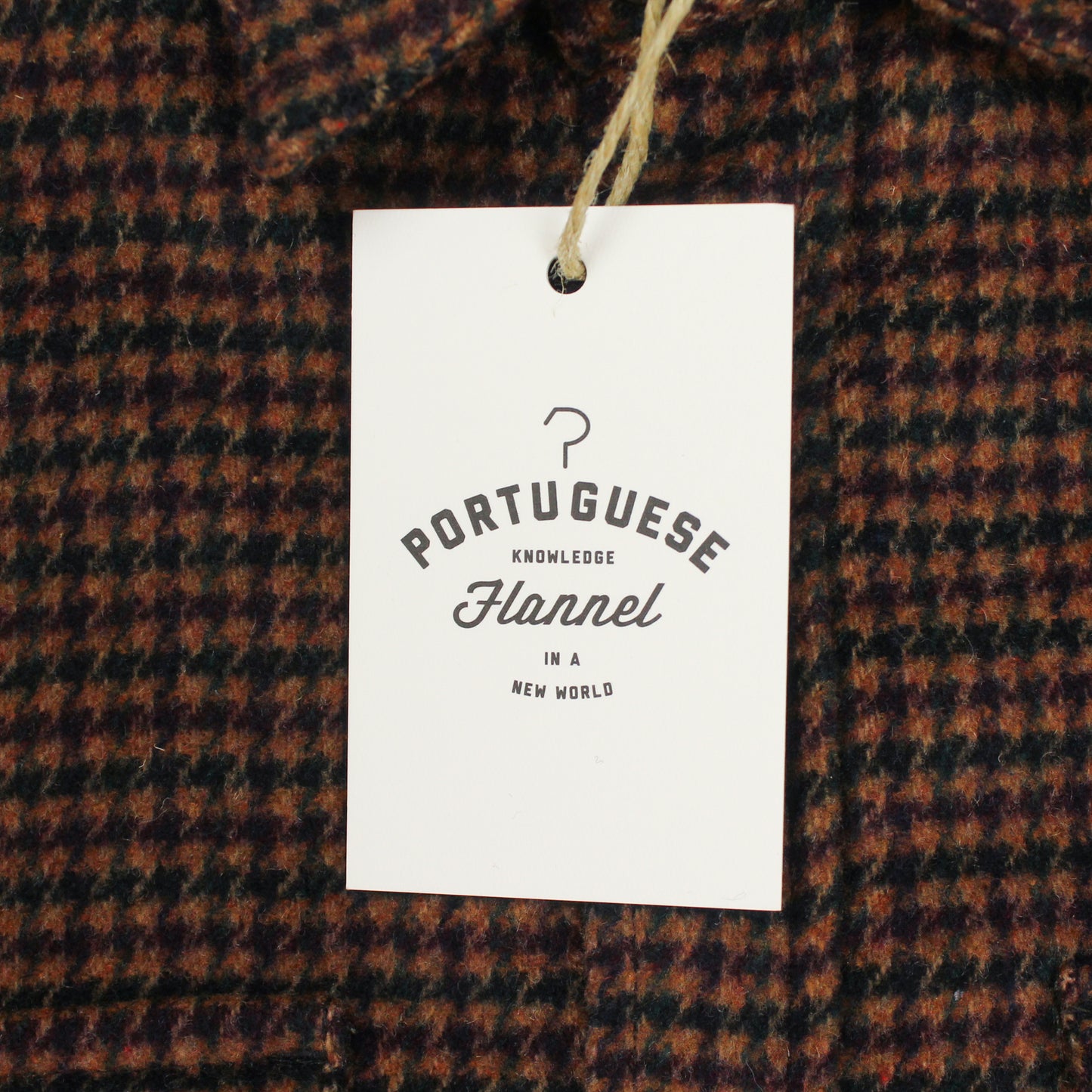 Portuguese Flannel Houndstooth Check Wool Blend Flannel Shirt Jacket