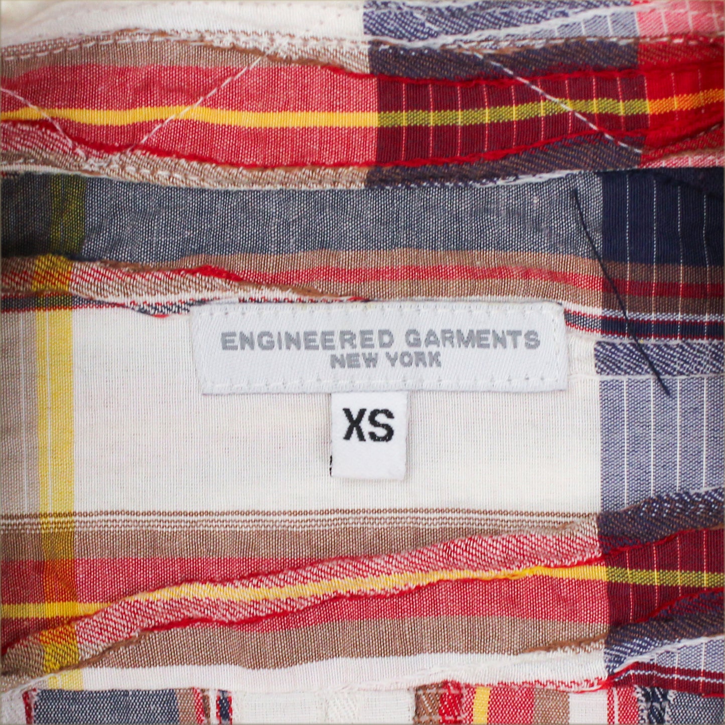 Engineered Garments Plaid Crinkled Fabric Short Sleeve Camp Shirt