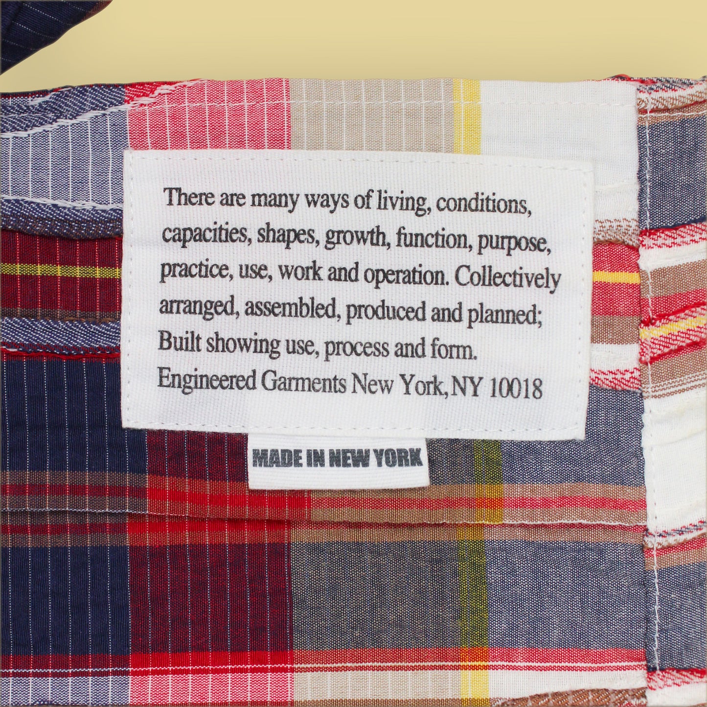 Engineered Garments Plaid Crinkled Fabric Short Sleeve Camp Shirt