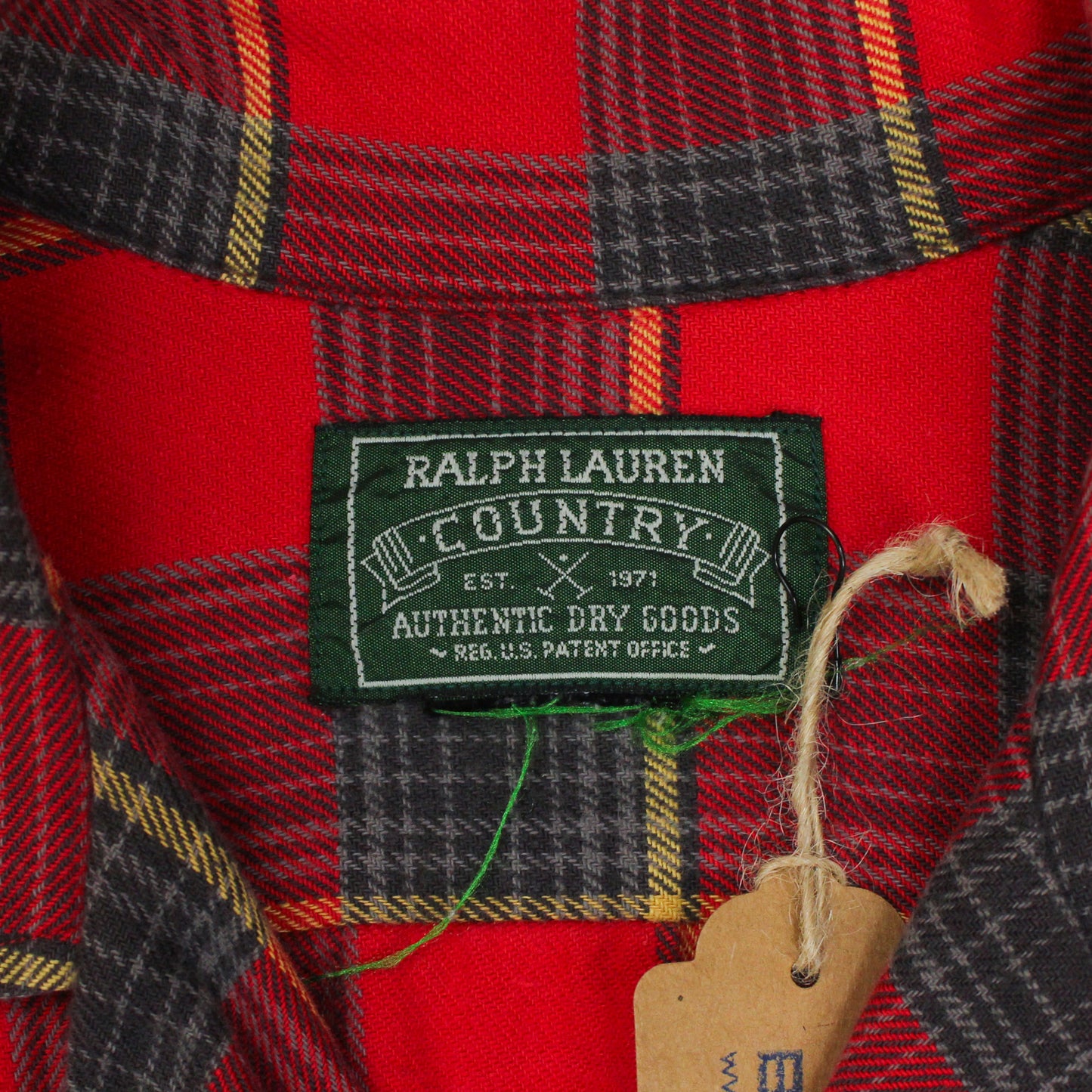 Polo Country Plaid Cotton Flannel Loop Collar Shirt