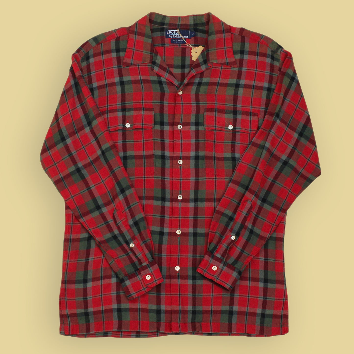 Polo Ralph Lauren Plaid Rayon Wool Loop Collar Shirt
