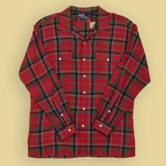 Polo Ralph Lauren Plaid Rayon Wool Loop Collar Shirt