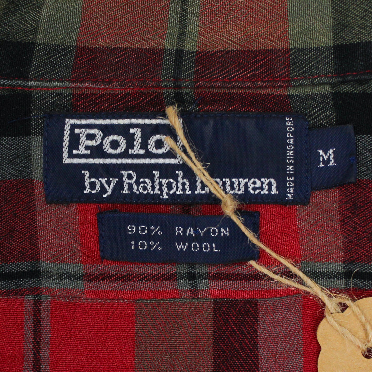 Polo Ralph Lauren Plaid Rayon Wool Loop Collar Shirt