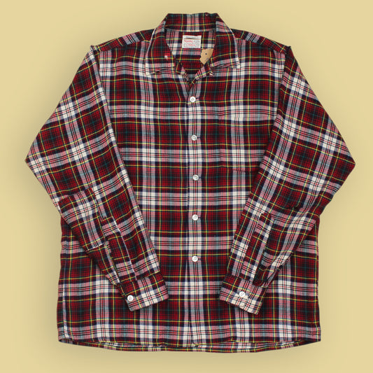 Hathaway Tartan Plaid Wool Cotton Viyella Flannel Loop Collar Shirt