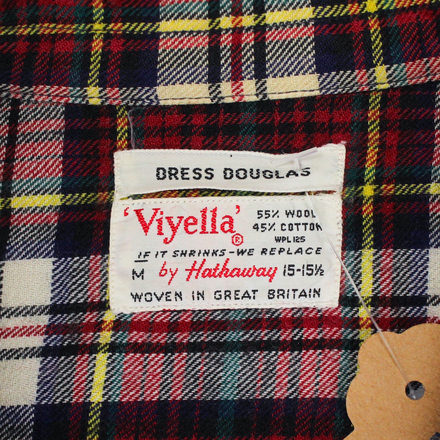 Hathaway Tartan Plaid Wool Cotton Viyella Flannel Loop Collar Shirt