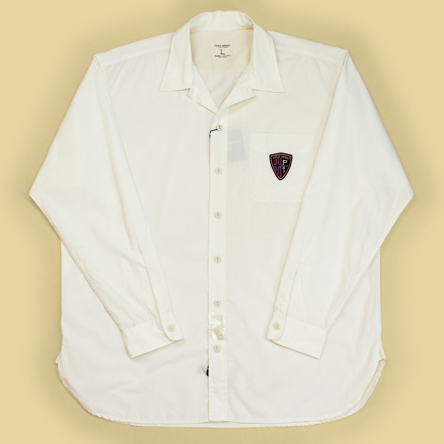 Vintage Polo Sport Embroidered Crest Cotton Button-Up Shirt