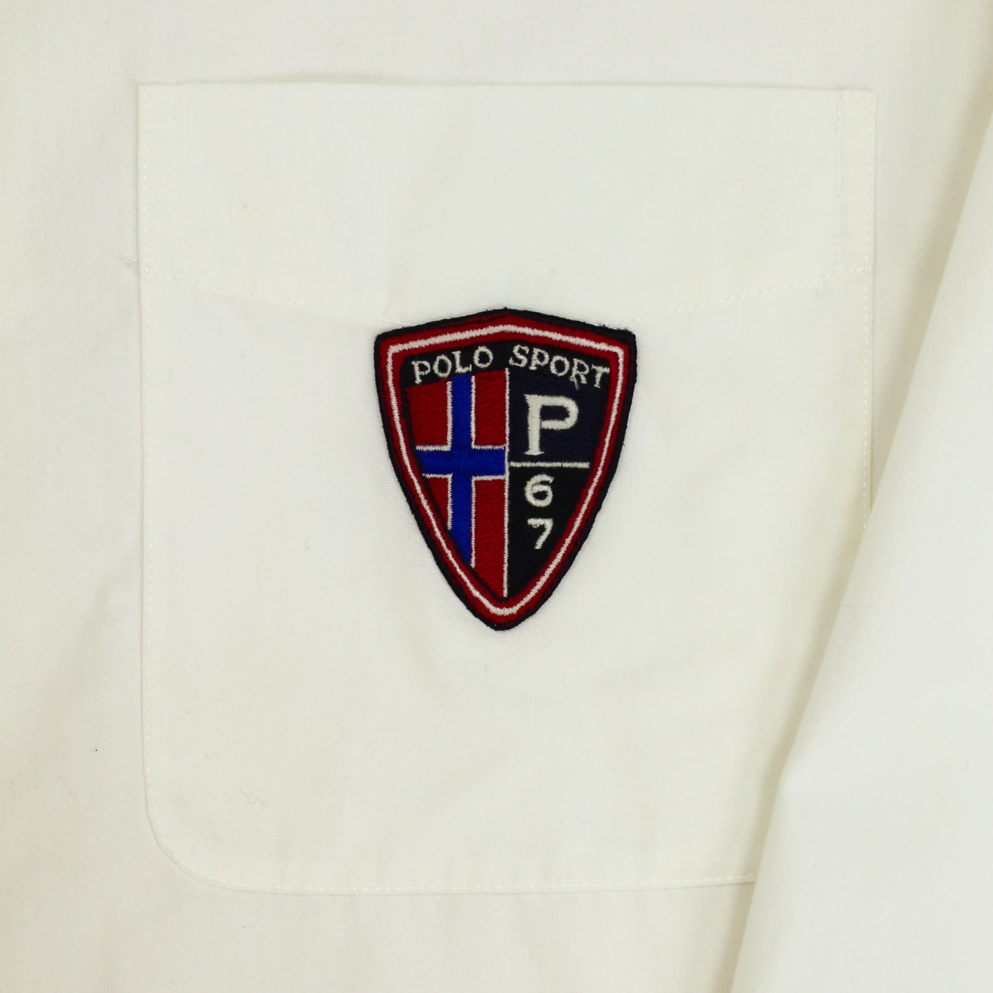 Vintage Polo Sport Embroidered Crest Cotton Button-Up Shirt