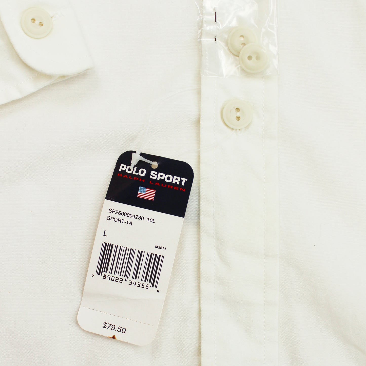 Vintage Polo Sport Embroidered Crest Cotton Button-Up Shirt