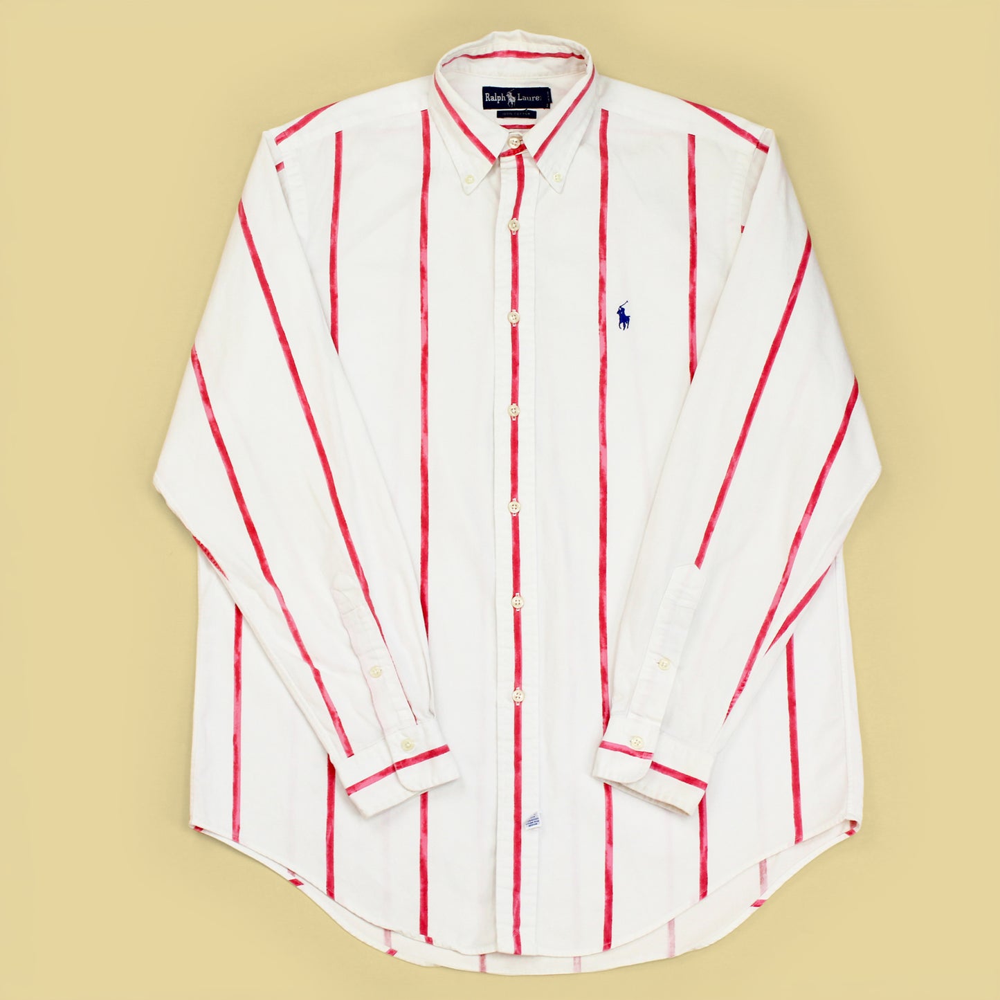 Vintage Polo Ralph Lauren Painted Stripe Cotton Twill Button-Down Shirt