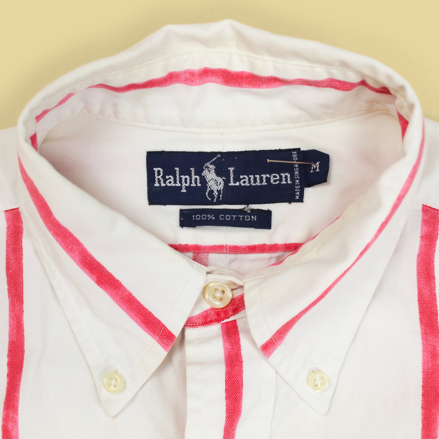 Vintage Polo Ralph Lauren Painted Stripe Cotton Twill Button-Down Shirt