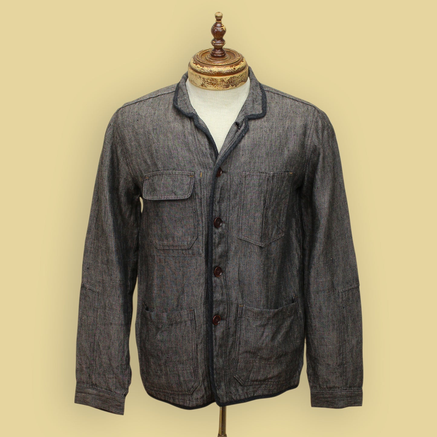 Kai D. Herringbone Linen Coverall Jacket