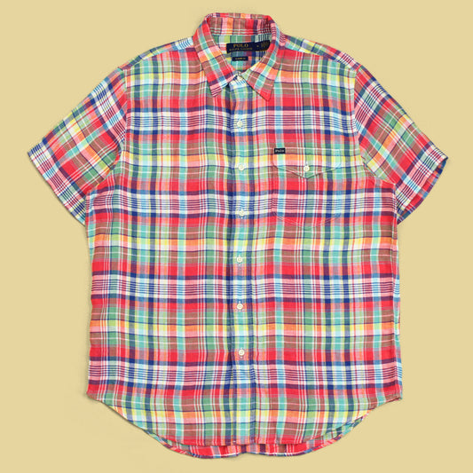 Polo Ralph Lauren Plaid Brushed Linen Short Sleeve Button-Up Shirt