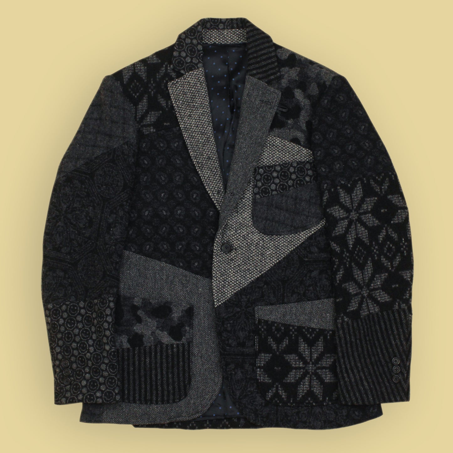 Monitaly Patchwork Jacquard Tweed Sport Coat