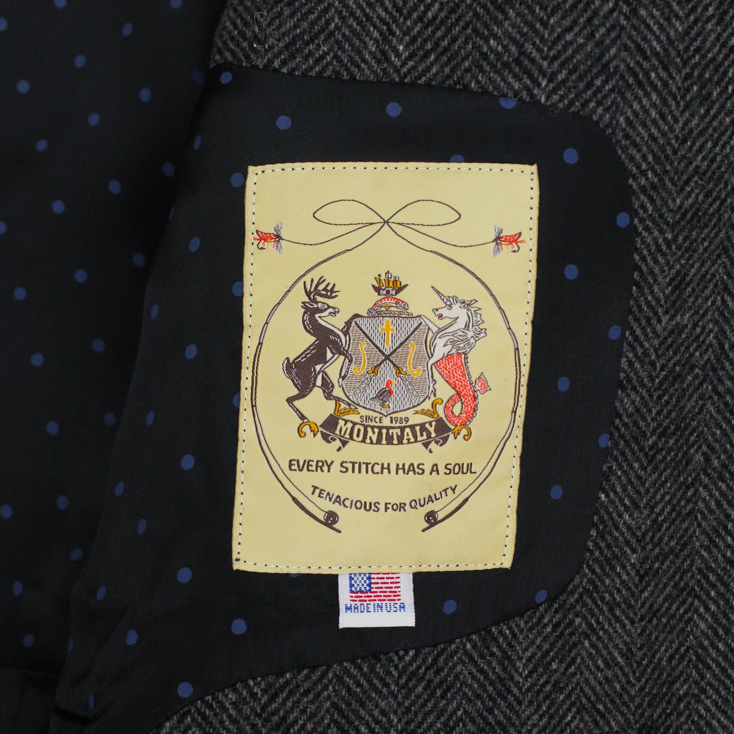 Monitaly Patchwork Jacquard Tweed Sport Coat