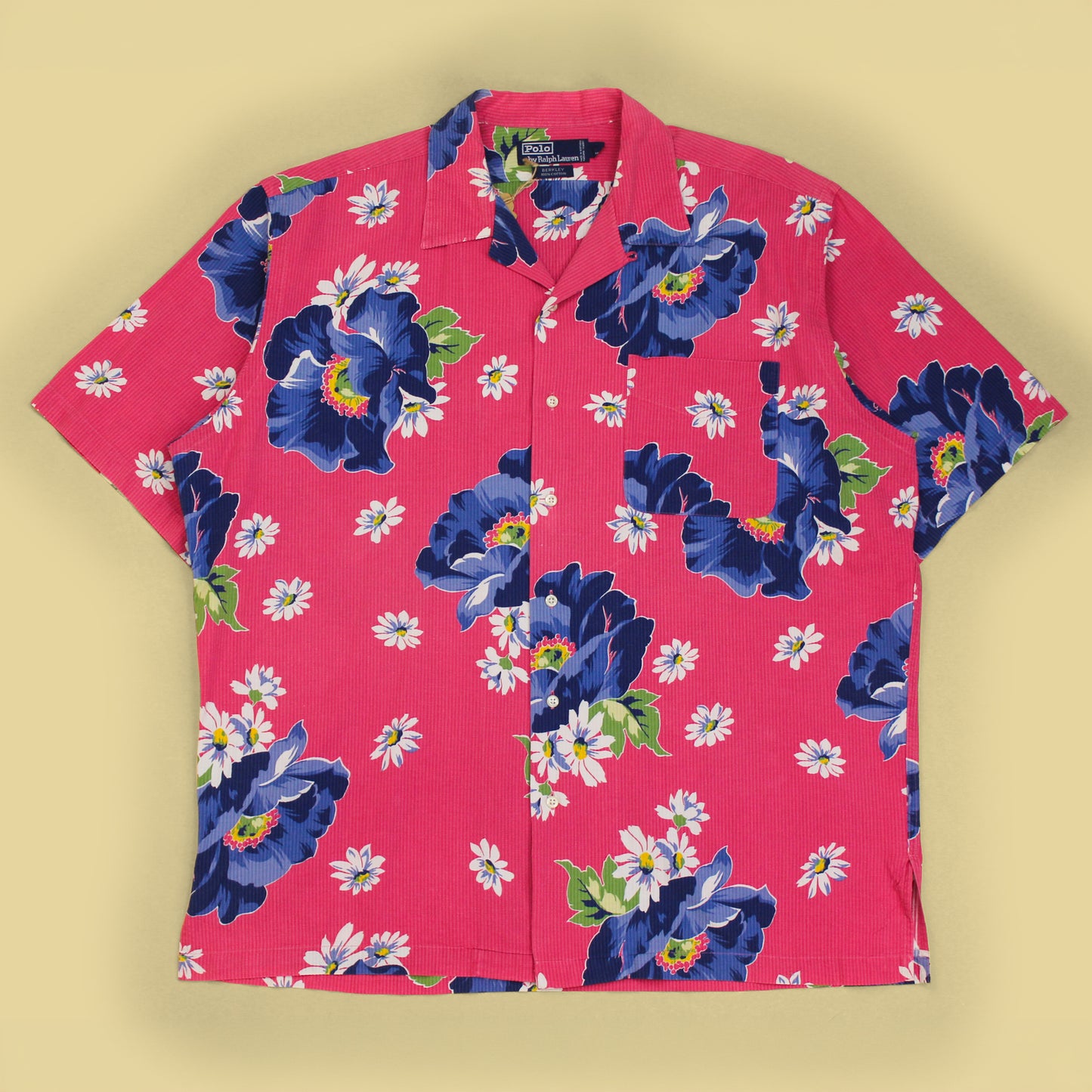 Vintage Polo Ralph Lauren Floral Print Seersucker Short Sleeve Camp Collar Berkley Shirt