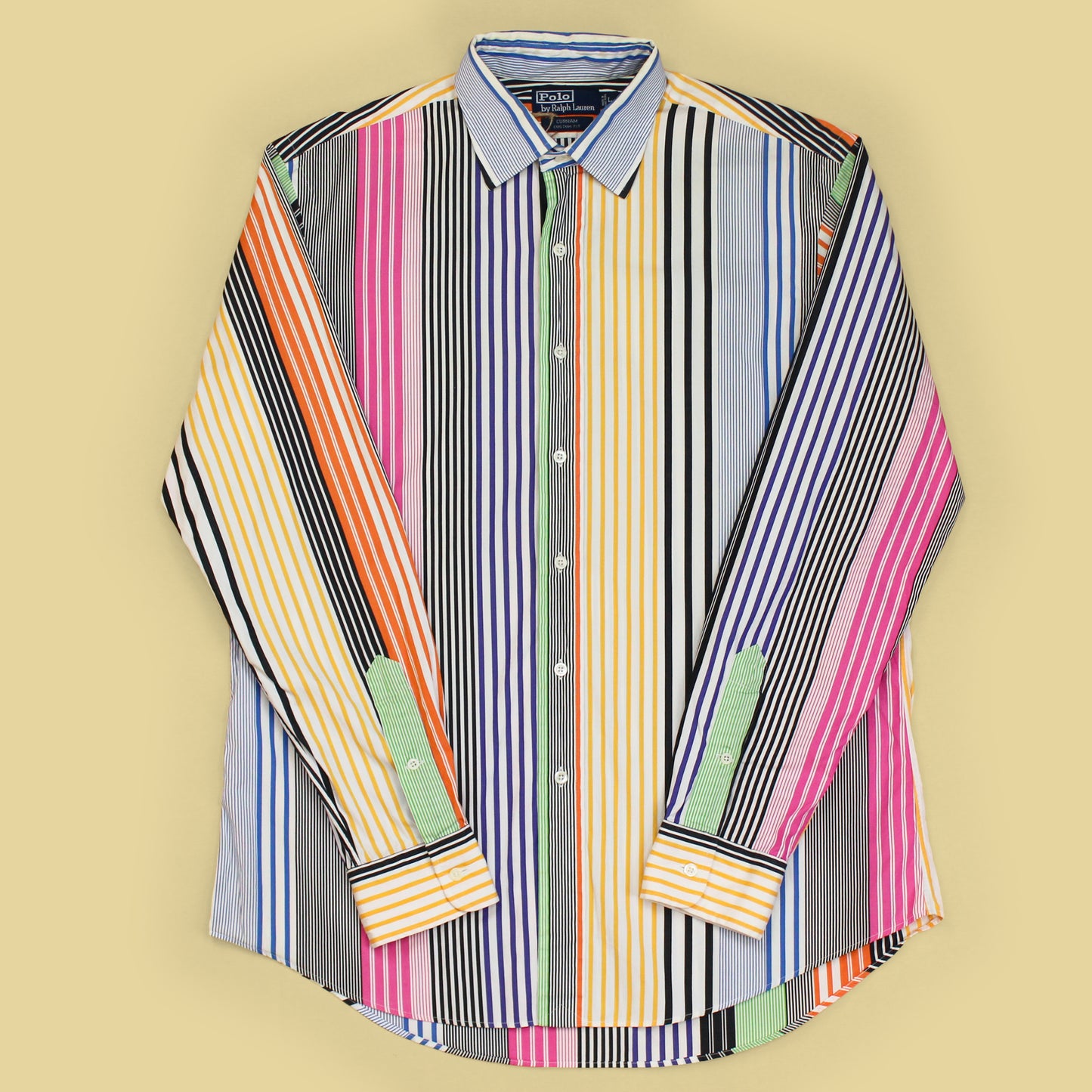 Vintage Polo Ralph Lauren Variegated Stripe Spread Collar Curham Shirt