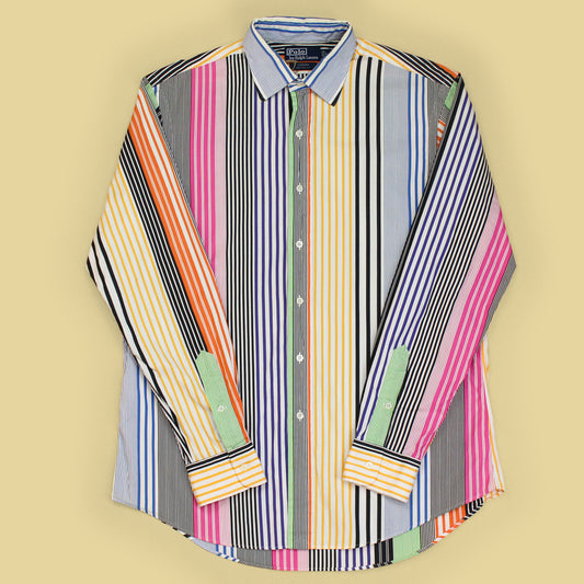 Vintage Polo Ralph Lauren Variegated Stripe Spread Collar Curham Shirt