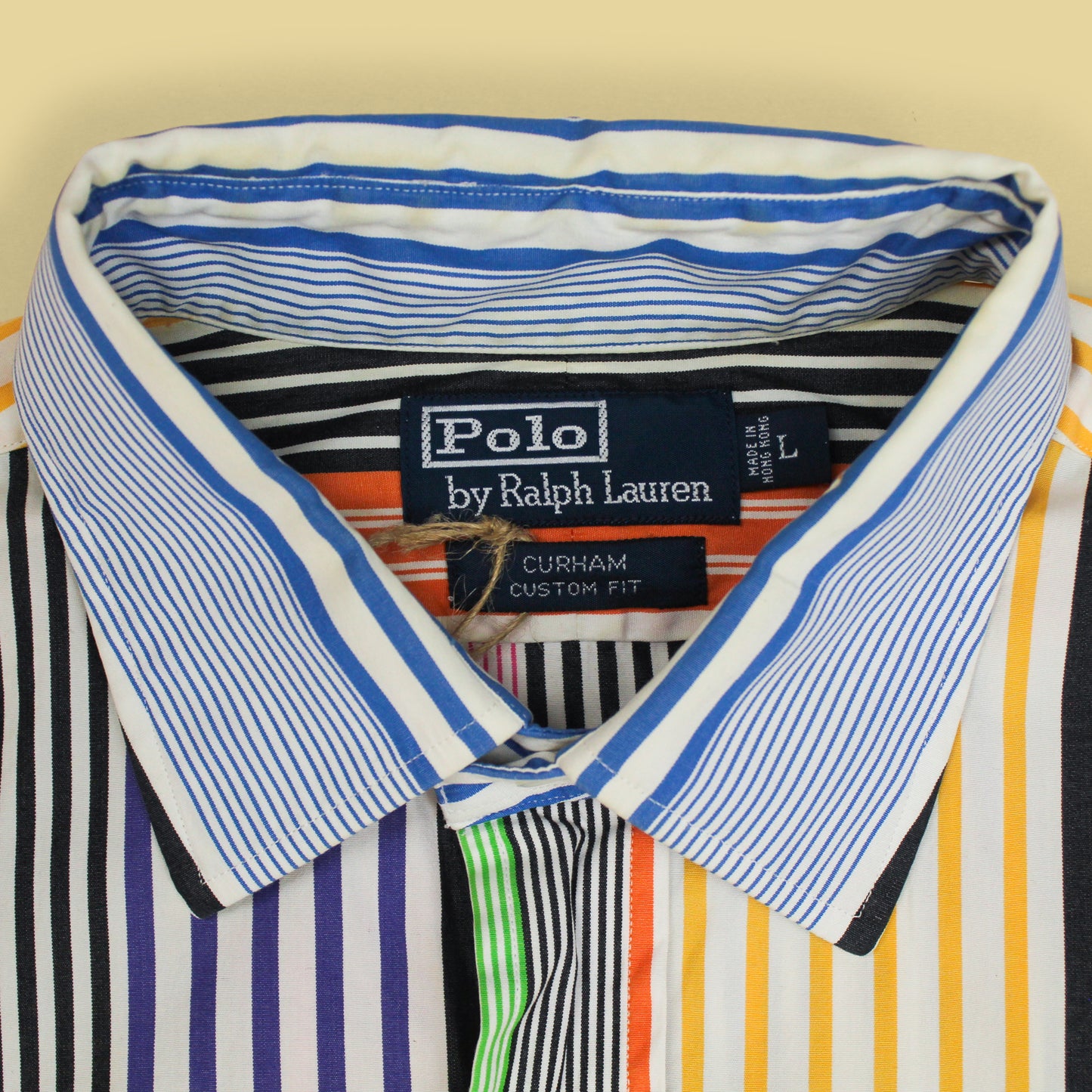 Vintage Polo Ralph Lauren Variegated Stripe Spread Collar Curham Shirt