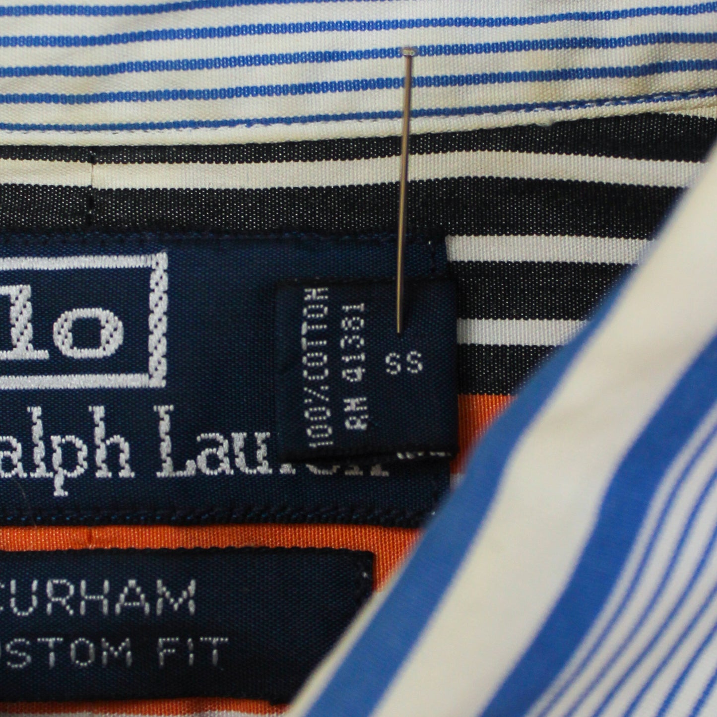 Vintage Polo Ralph Lauren Variegated Stripe Spread Collar Curham Shirt