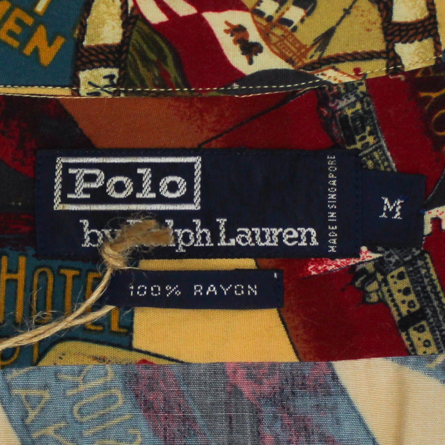 Vintage Polo Ralph Lauren Postcard Print Rayon Short Sleeve Camp Collar Shirt