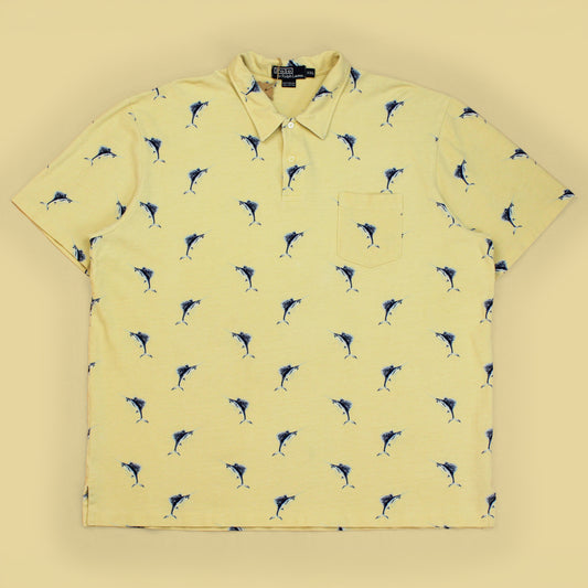 Vintage Polo Ralph Lauren Marlin Print Pique Knit Polo Shirt