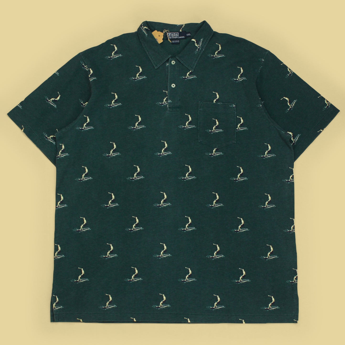 Vintage Polo Ralph Lauren Surfer Print Pique Knit Polo Shirt