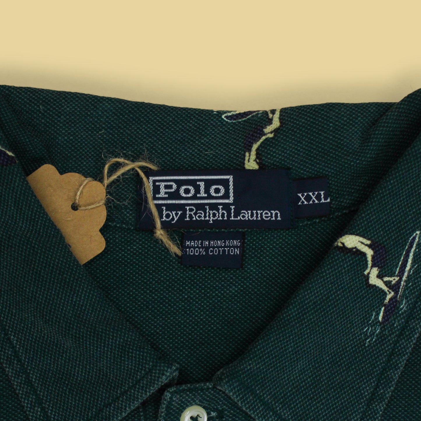 Vintage Polo Ralph Lauren Surfer Print Pique Knit Polo Shirt