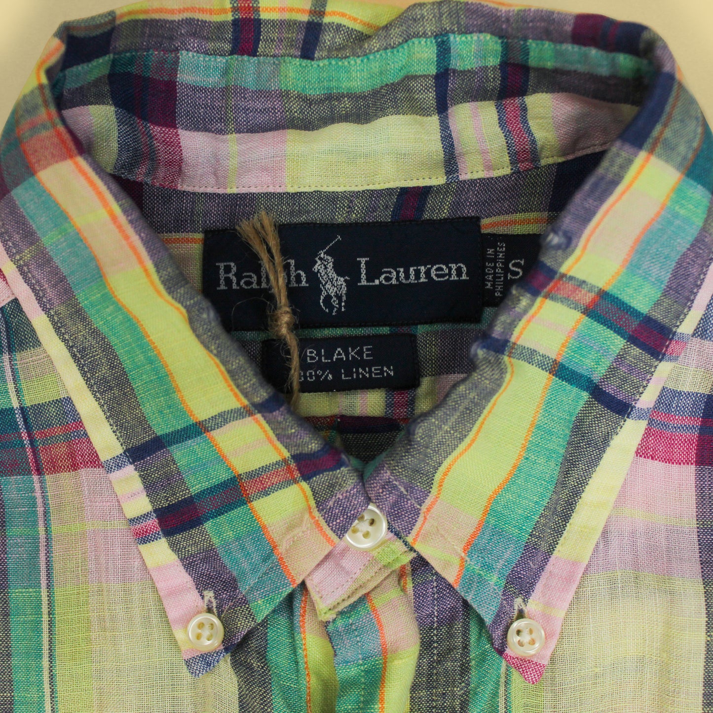 Vintage Polo Ralph Lauren Plaid Linen Short Sleeve Button-Down Blake Shirt